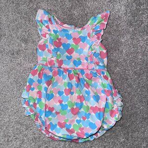 Girls Size 12-18 Months Ruffle Butts Happy Hearts Tank Waterfall Romper